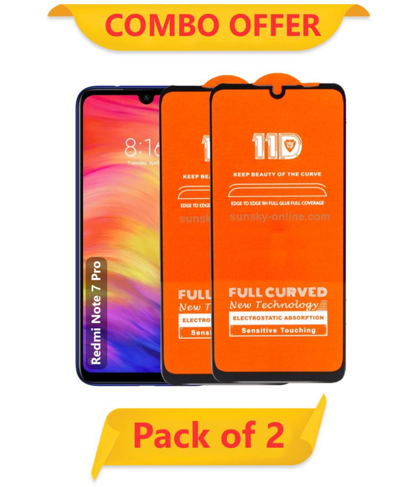 NBOX Tempered Glass For Xiaomi Redmi Note 7 Pro 11D - Pack of 2