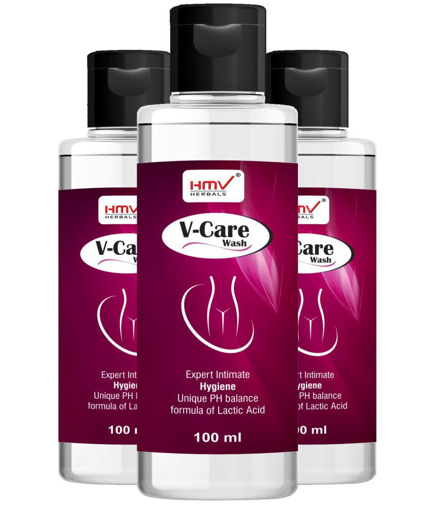 HMV Herbals V-Care Wash for Women Natural Intimate Cleansing Liquid 100 mL Pack of 3