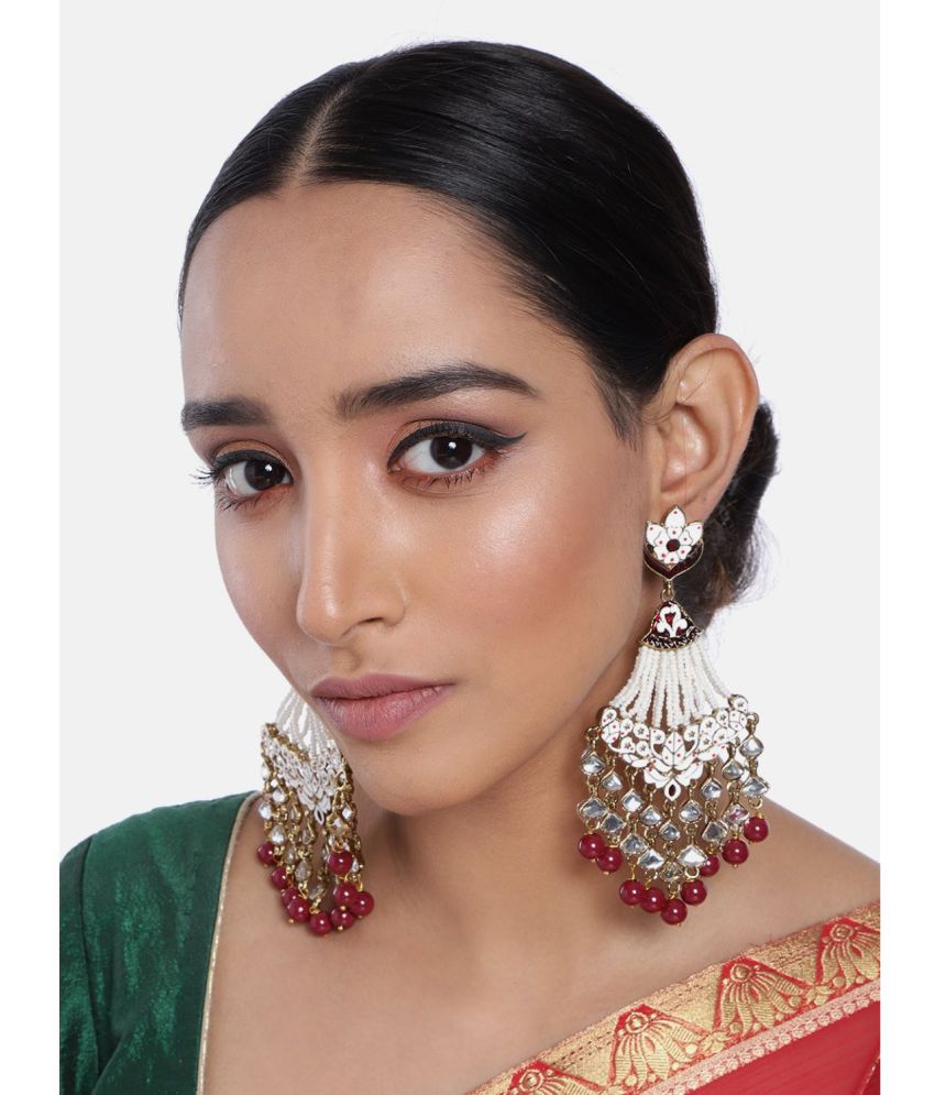     			I Jewels 18K Gold Plated Ethnic Meenakari Dangler Earrings studded with Kundan for Women/Girls (E2792M)