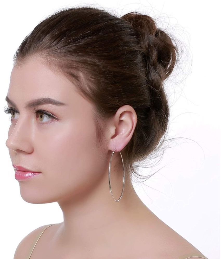     			I Jewels Silver Plated Big Hoop Bali Earrings For Girls And Women (E2645S)