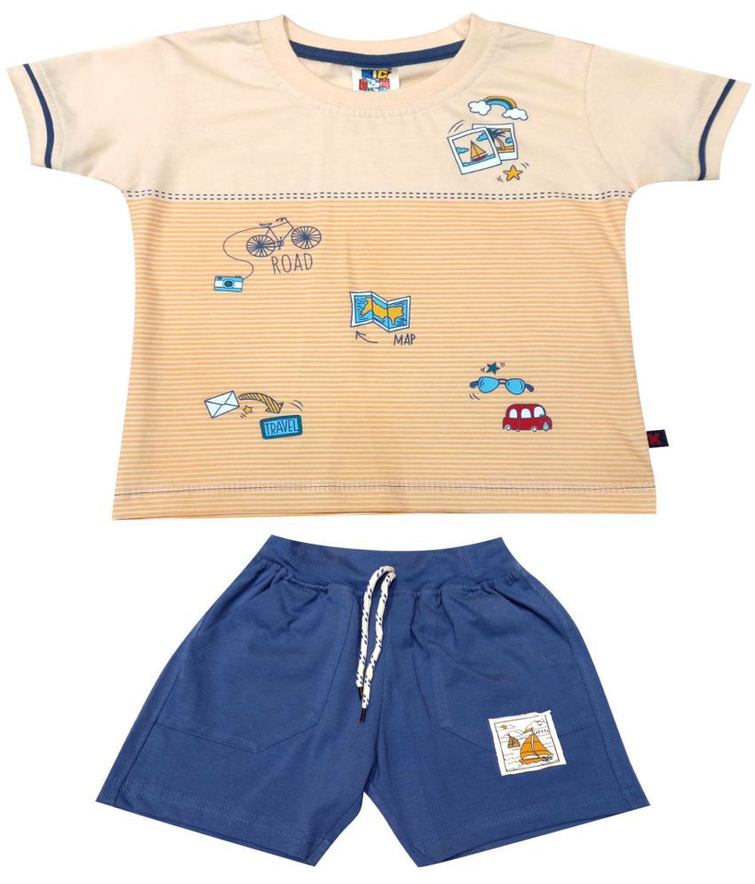     			Kideon - 100% Cotton Peach Boys T-Shirt & Shorts ( Pack of 1 )