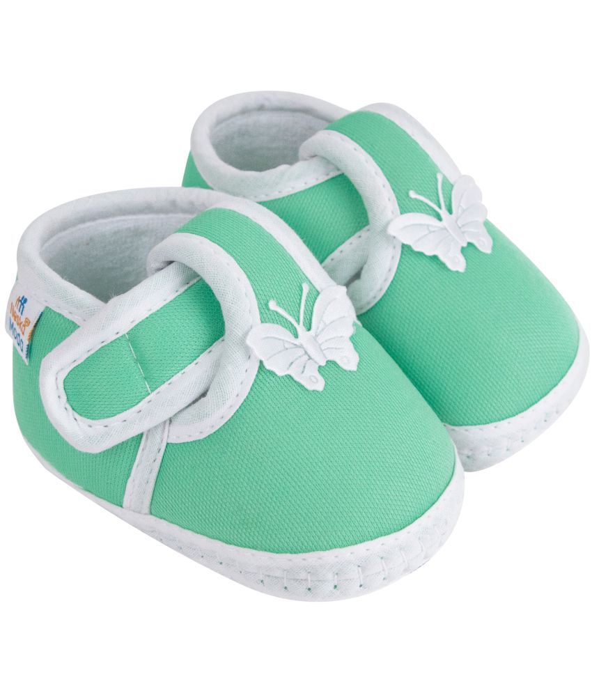     			Neska Moda Baby Boys & Baby Girls Butterfly Velcro Cotton Booties For 12 to 24 Months (Green)