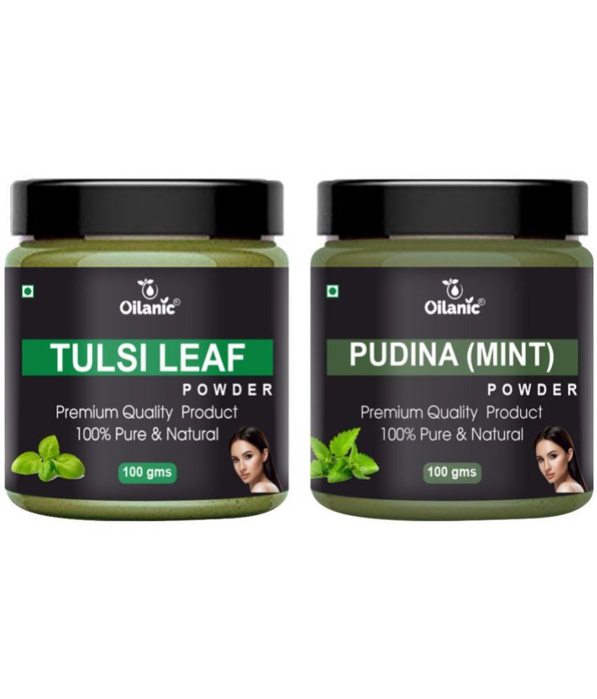     			Oilanic 100% Pure Tulsi Powder & Pudina Powder For Skincare Hair Mask 200 g Pack of 2