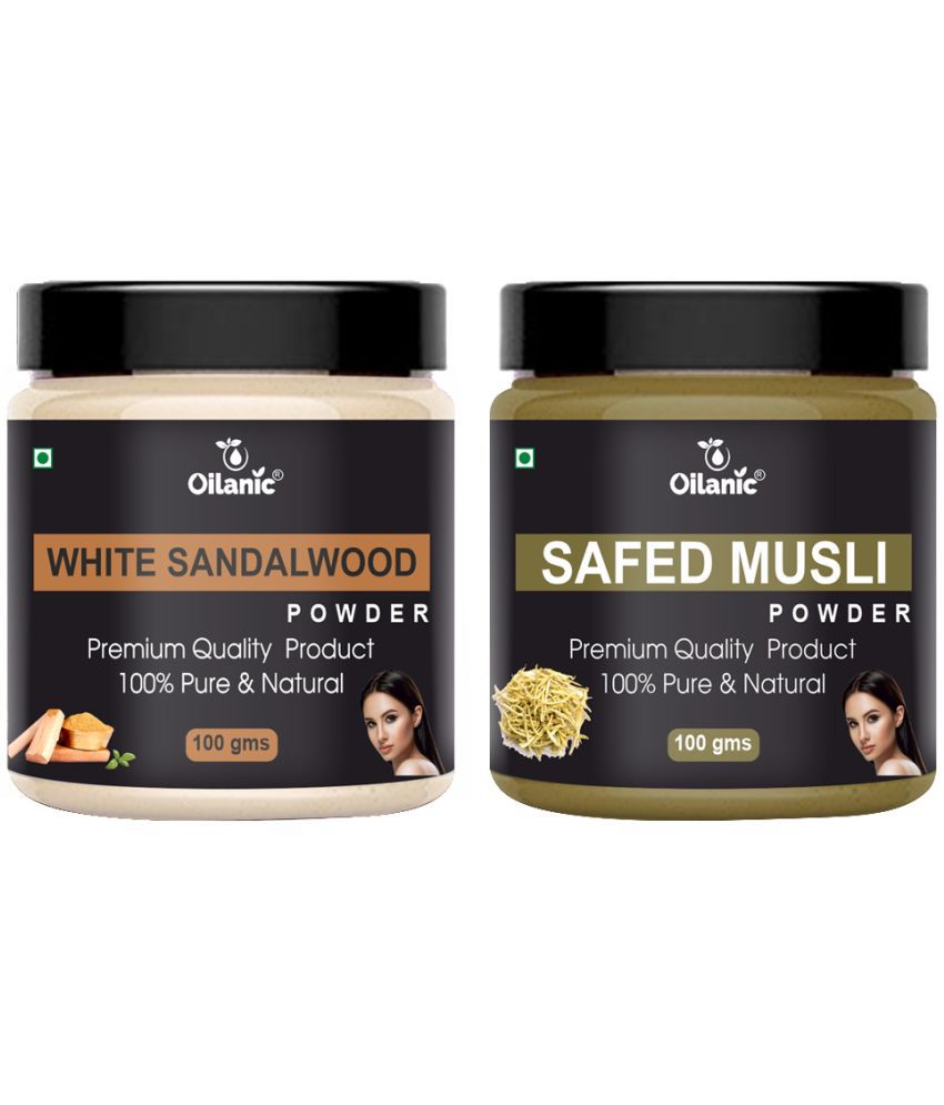     			Oilanic 100% Red Sandalwood Powder & Safed Musli Powder-Skincare Hair Mask 200 g Pack of 2