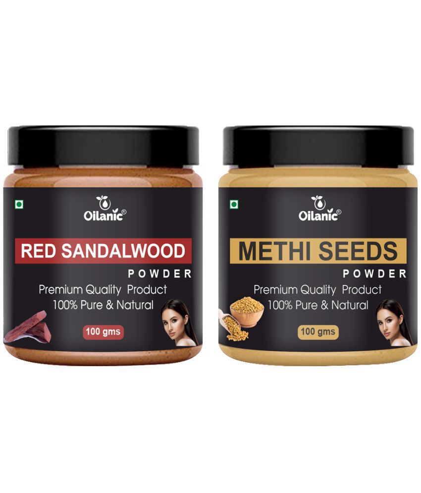     			Oilanic 100% Red Sandalwood Powder & Methi Powder For Skincare Hair Mask 200 g Pack of 2