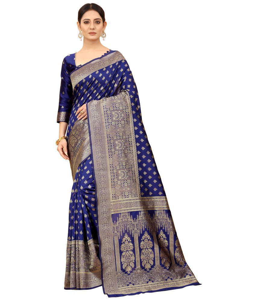 SATYAM WEAVES - Multicolor Banarasi Silk Saree With Blouse Piece ( Pack of 1 )