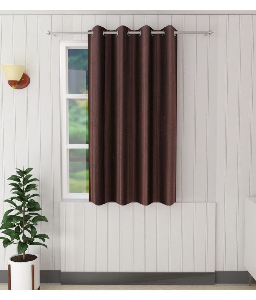     			Tanishka Fabs Solid Semi-Transparent Eyelet Door Curtain 7 ft Single -Brown