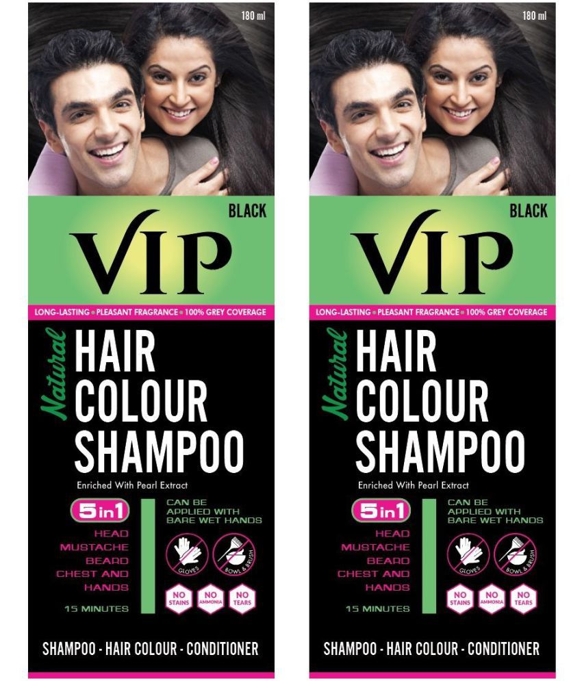 VIP Hair Colour Shampoo, Black, 180ml (Pack of 2) for Men and Women -  Alternate to Hair Dye: Buy VIP Hair Colour Shampoo, Black, 180ml (Pack of  2) for Men and Women -