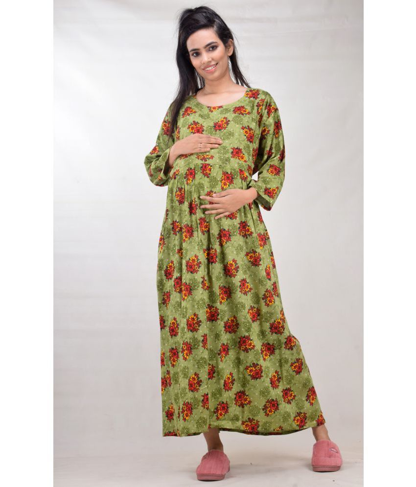     			CLYMAA Green Rayon Gown -