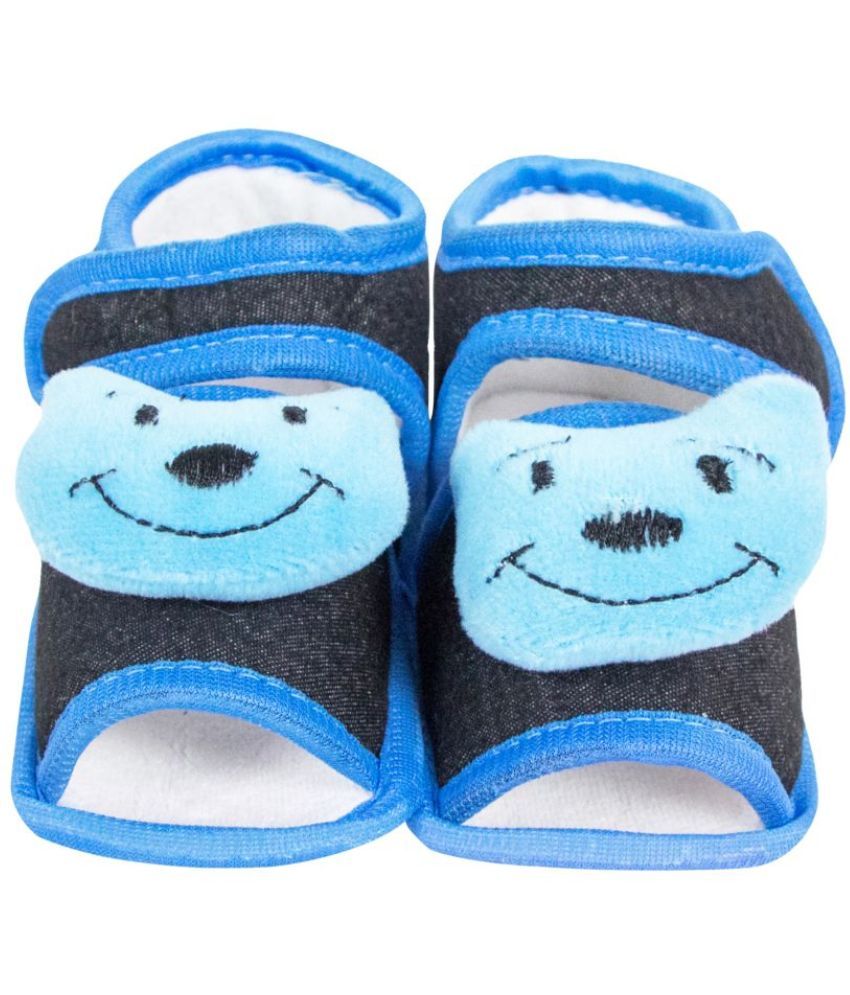     			Neska Moda 6 To 12 Months Baby Boys & Girls Teddy Face Cotton Sandal Booties (Blue,Black)