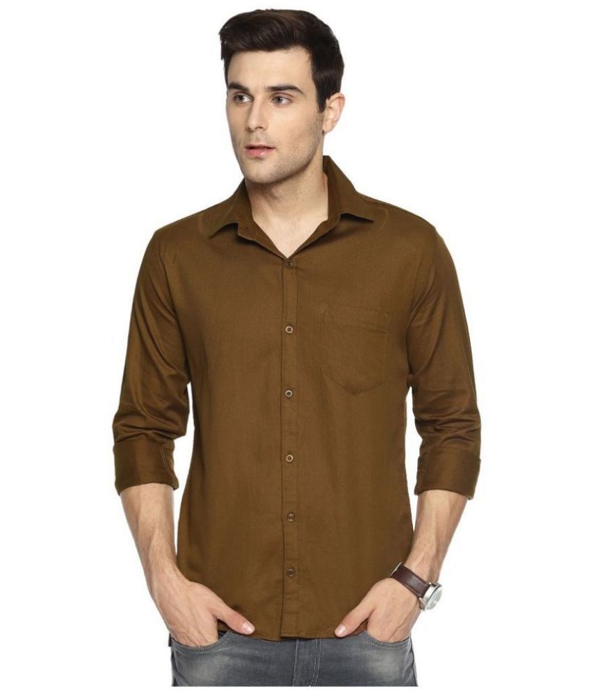     			YHA - Brown Cotton Regular Fit Men's Casual Shirt ( Pack of 1 )