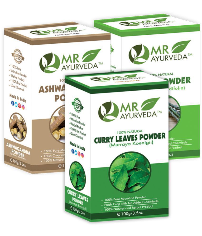     			MR Ayurveda Curry Leaves Powder, Ashwagandha & Giloy Powder Hair Scalp Treatment 300 g Pack of 3