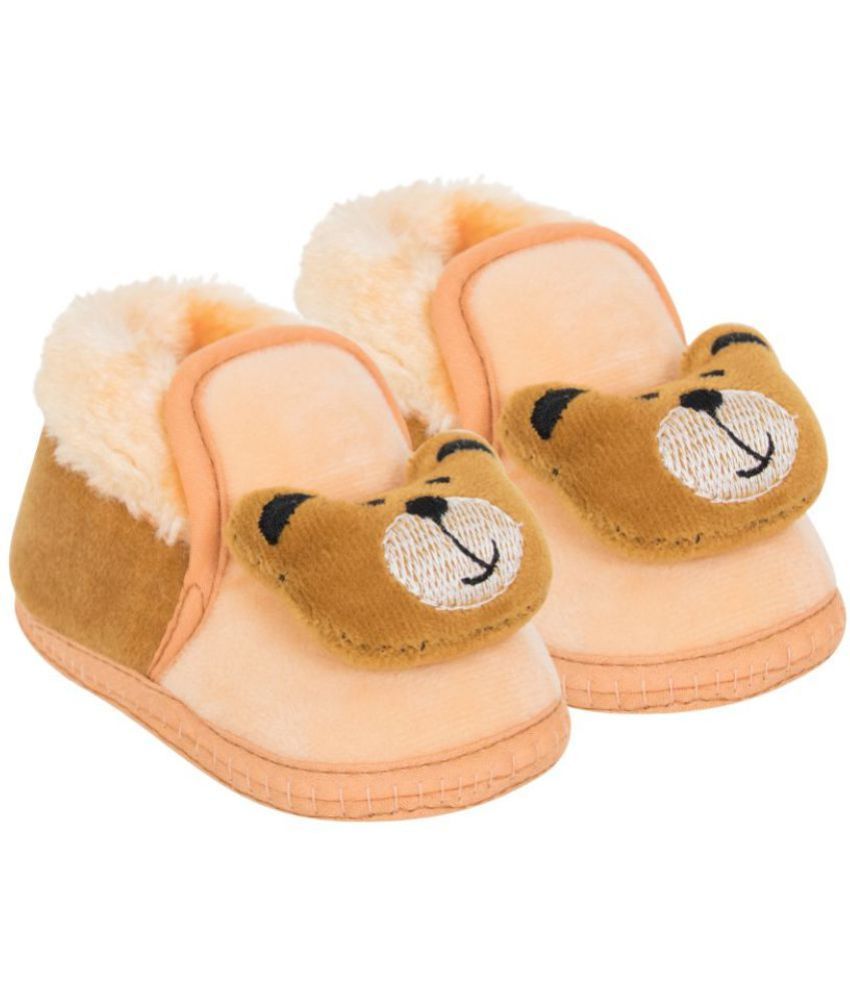     			Neska Moda 6 To 9 Months Baby Boys & Girls Teddy Face Velvet Baby Booties (Beige,Brown,Skin) -BT795