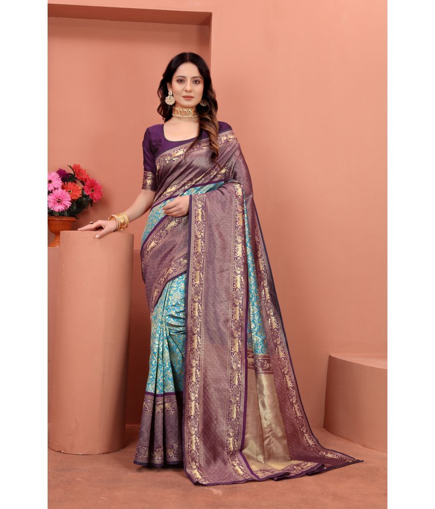     			ofline selection - Rama Cotton Blend Saree With Blouse Piece ( Pack of 1 )