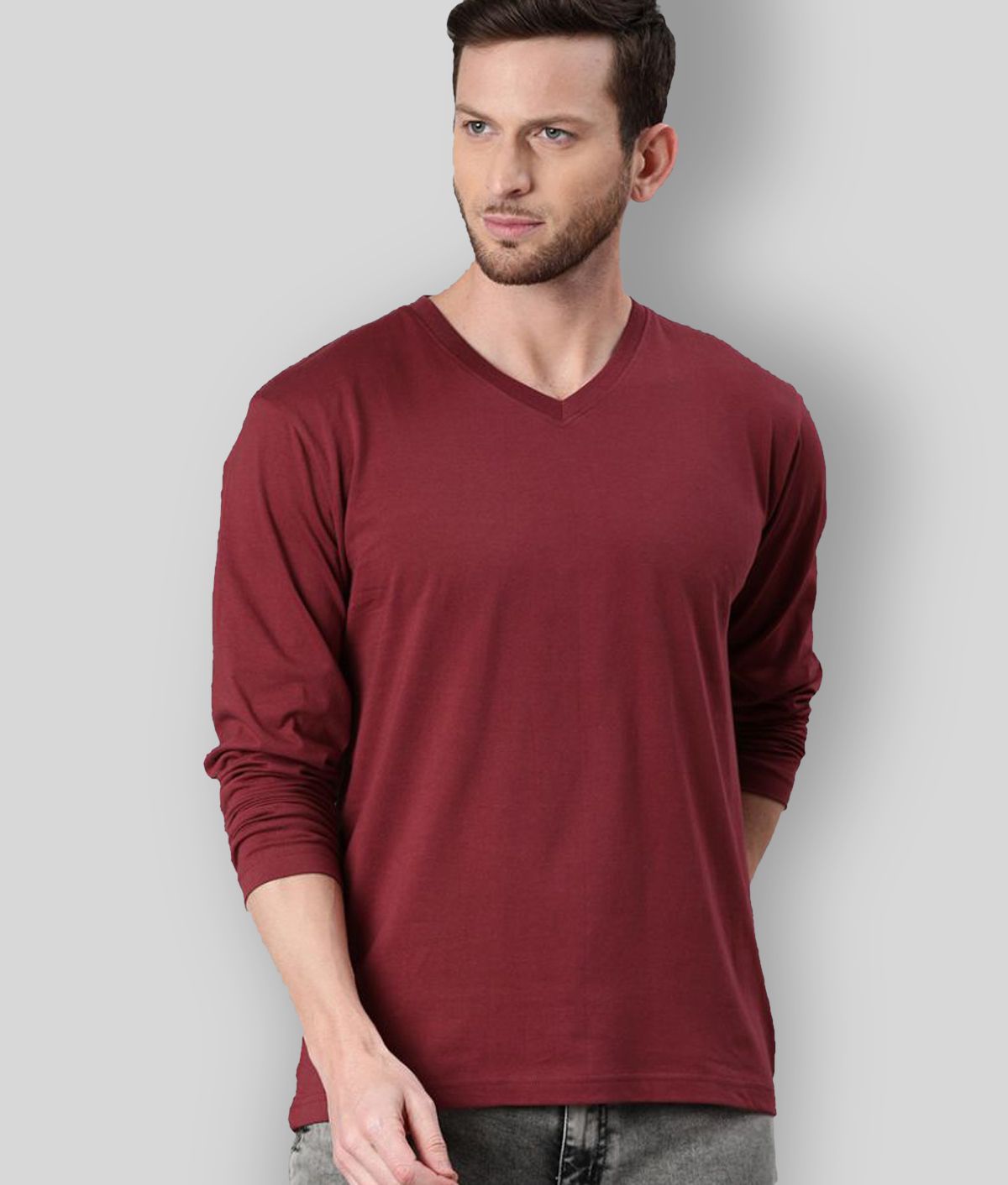     			Be Awara - Maroon Cotton Relaxed Fit Men's T-Shirt ( Pack of 1 )