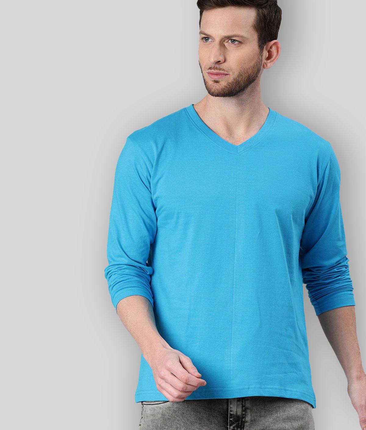    			Be Awara - Turquoise Cotton Relaxed Fit Men's T-Shirt ( Pack of 1 )
