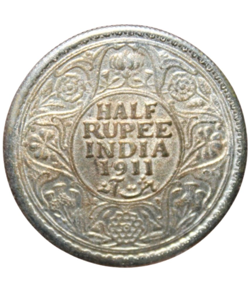     			Half Rupee (1911) "George V King Emperor" British India Small, Old and Rare Coin (Only For Collection Purpose)