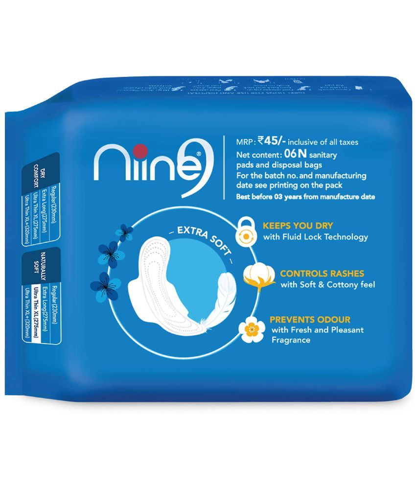 Niine Naturally Soft Ultra Thin XL Sanitary Pads with Free