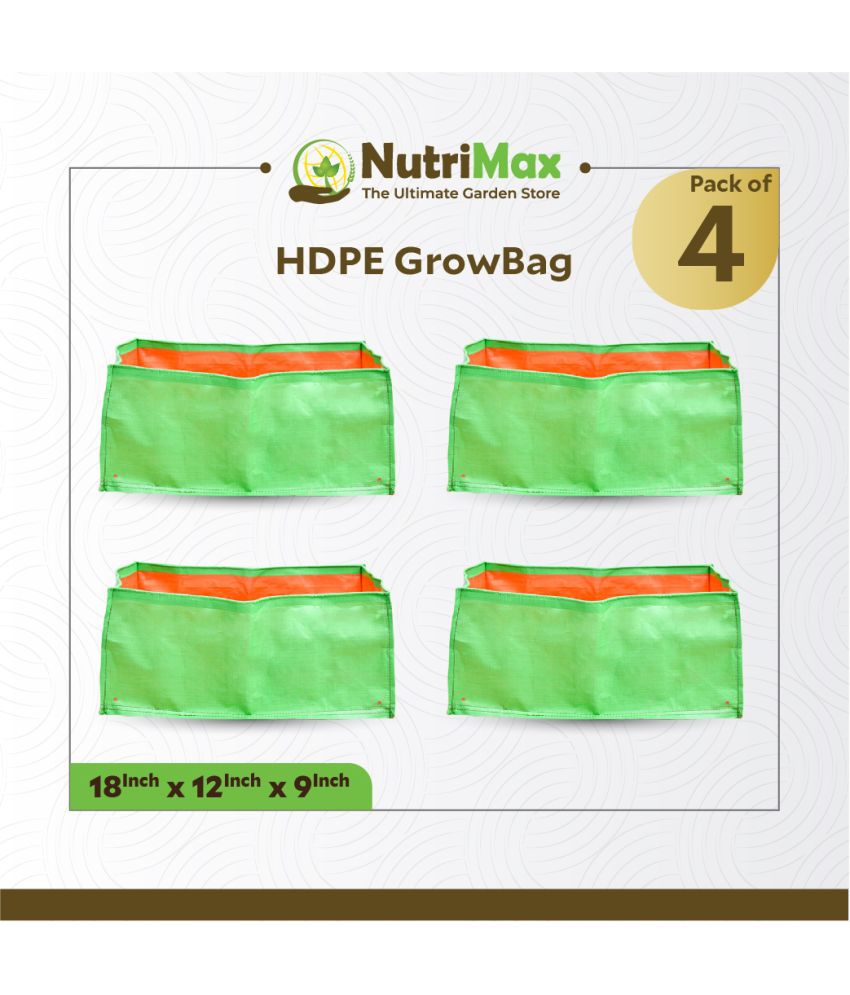     			Nutrimax HDPE 200 GSM Growbags 18 x 12 x 9 inch Pack of 4 Outdoor Plant Bag
