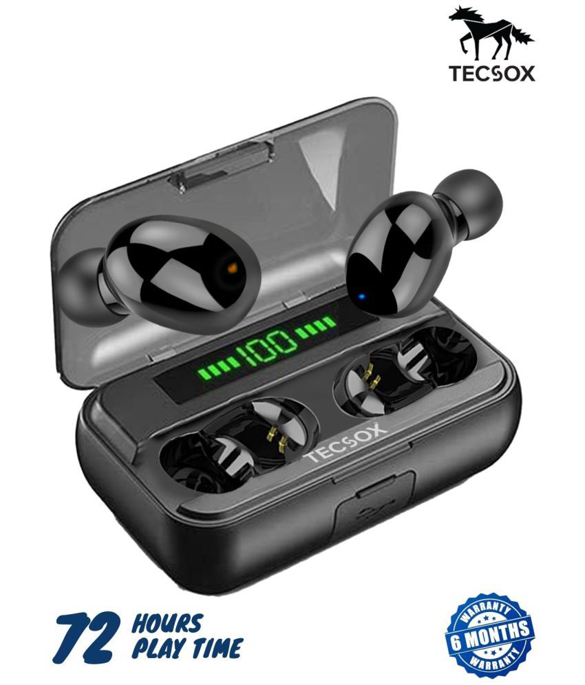     			Tecsox TMax Earbud In Ear Bluetooth Earphone 30 Hours Playback Bluetooth IPX5(Splash Proof) Powerfull Bass -Bluetooth V 5.1 Black