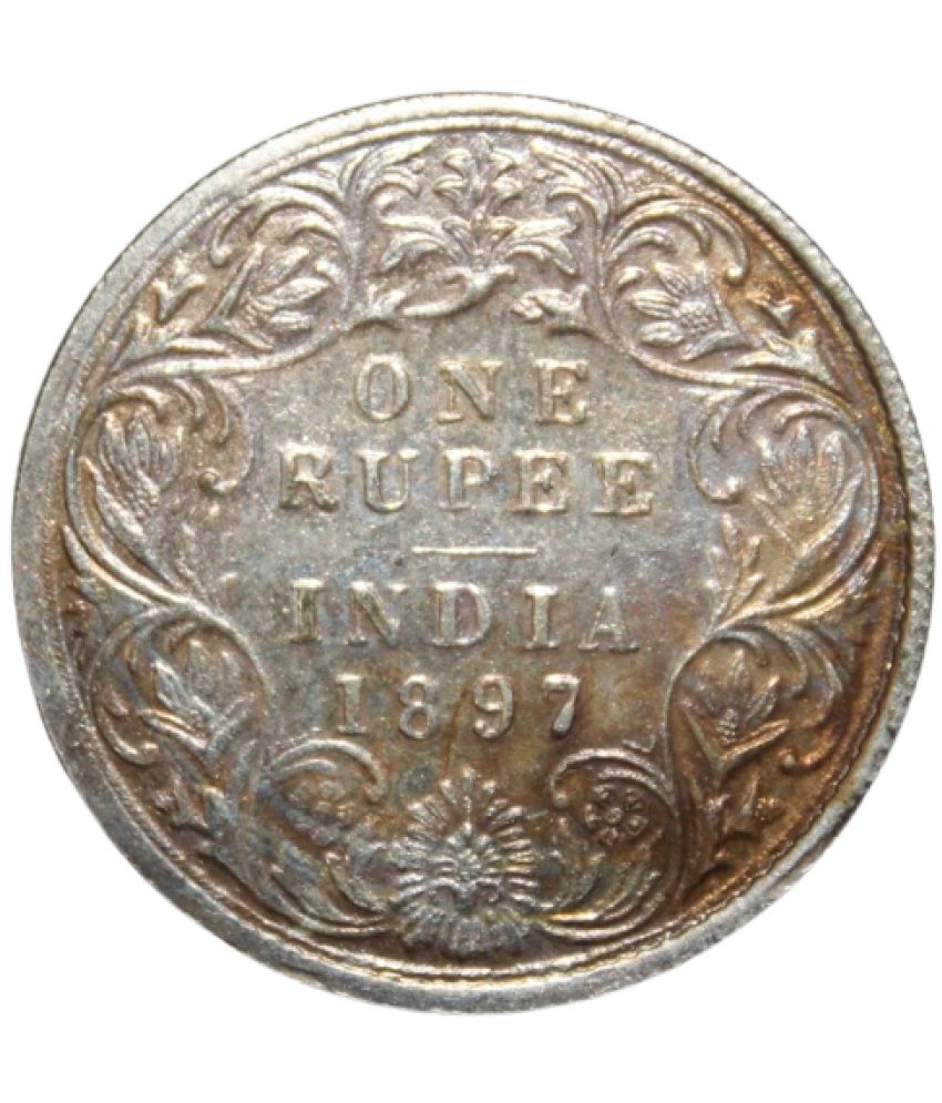     			Victoria Queen - 1 Rupee 1897 British India old Rare Silverplated Coin
