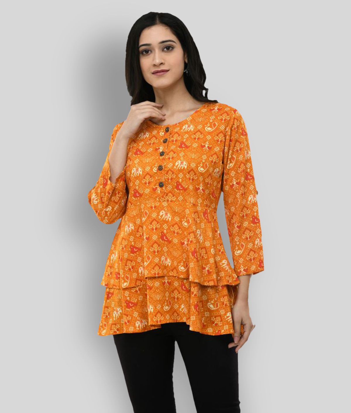 Maahi - Orange Rayon Women's A-Line Top ( Pack of 1 ) - Buy Maahi ...