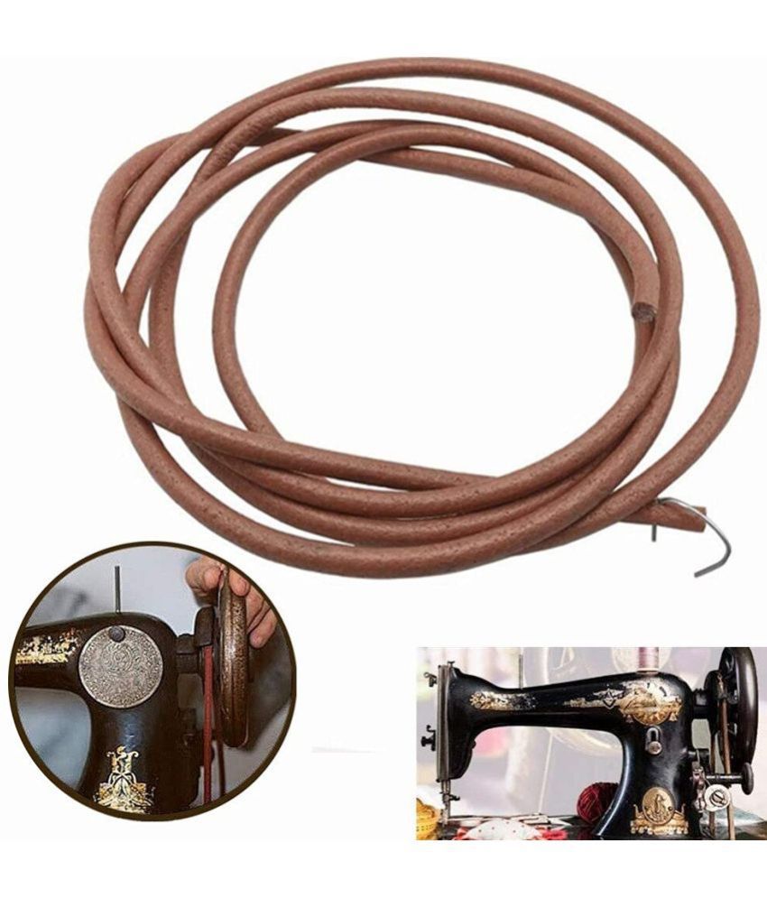     			Shree Shyam™ 5mm Household Home Old Sewing Accessory Leather Belt Treadle Parts with Hook - 72 Inch, 183cm, Brown