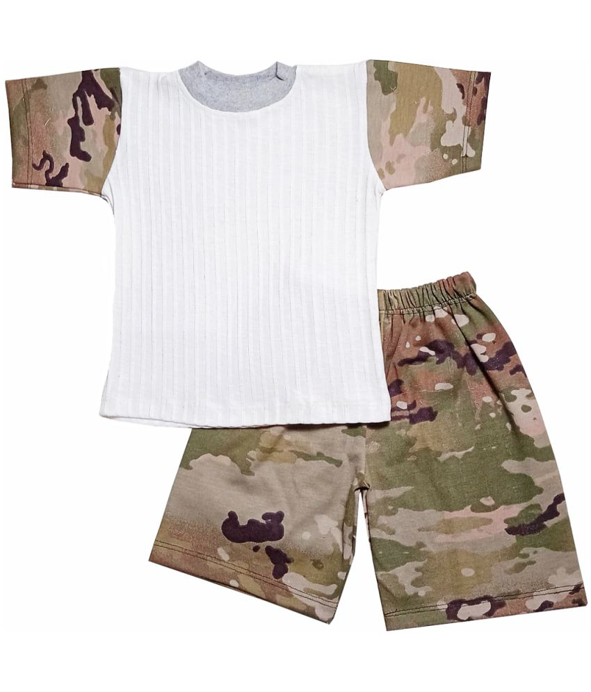     			harshvardhanmart.com 100% Cotton White Top & Shorts For Baby Boy ( Pack of 2 )