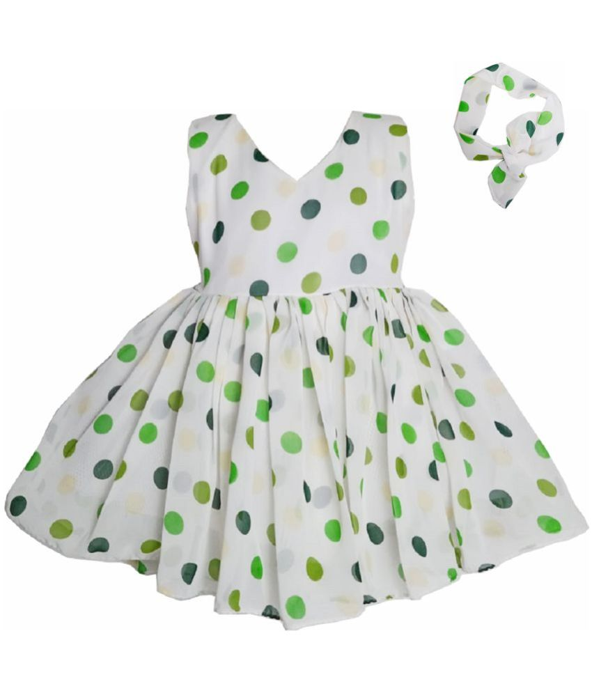     			harshvardhanmart.com - Georgette Green Girls A-line Dress ( Pack of 2 )