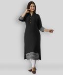 Frionkandy - Black Rayon Women's Straight Kurti ( Pack of 1 )