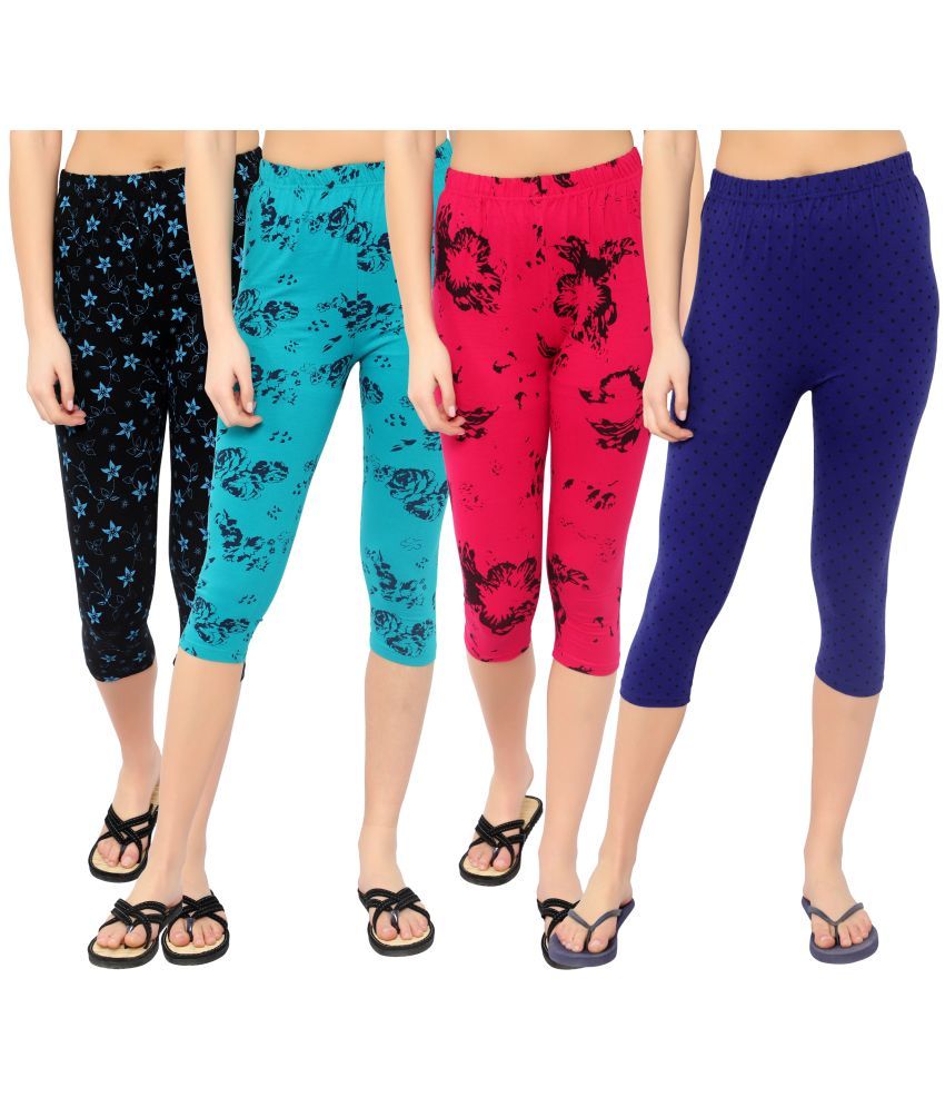     			Diaz Multi Cotton Lycra Printed Capri - Pack of 4