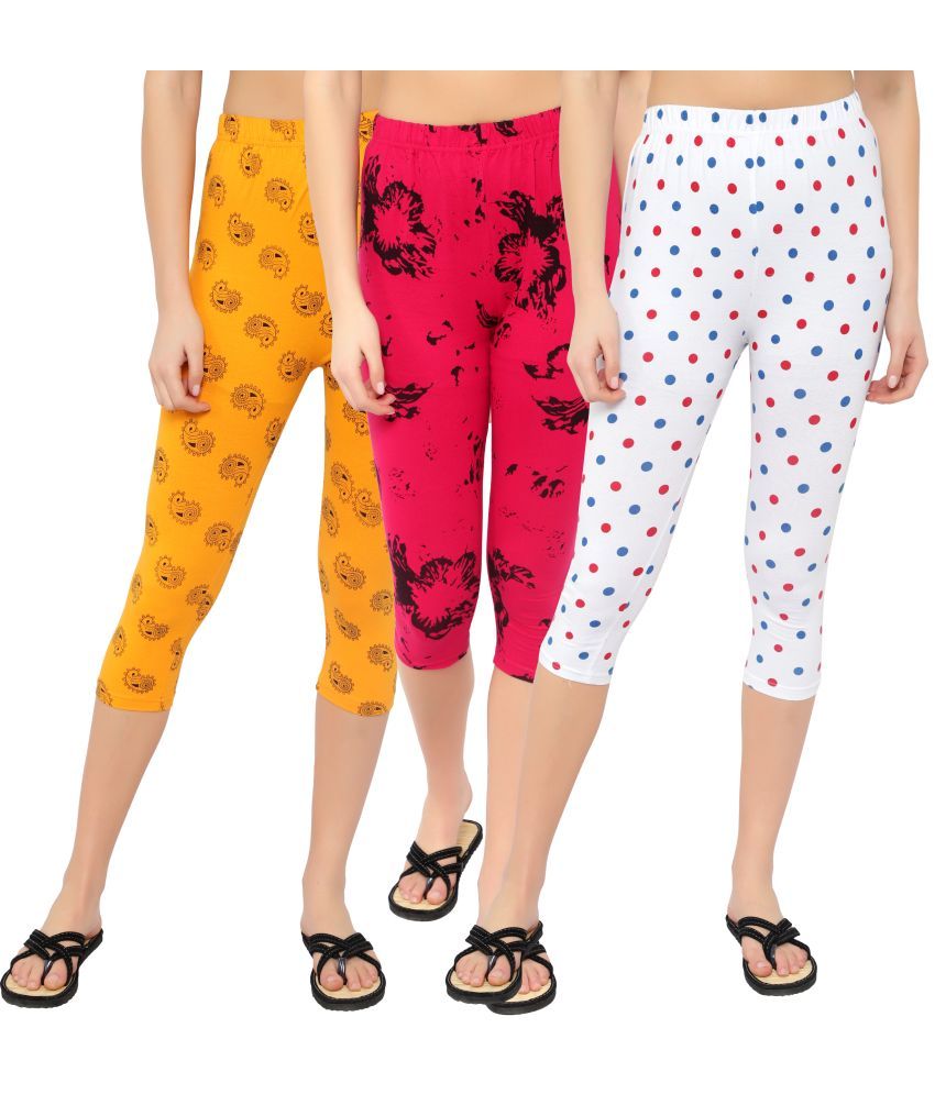     			Diaz Multi Cotton Lycra Printed Capri - Pack of 3