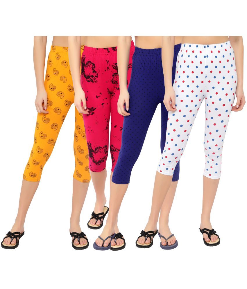     			Diaz Multi Cotton Lycra Printed Capri - Pack of 4