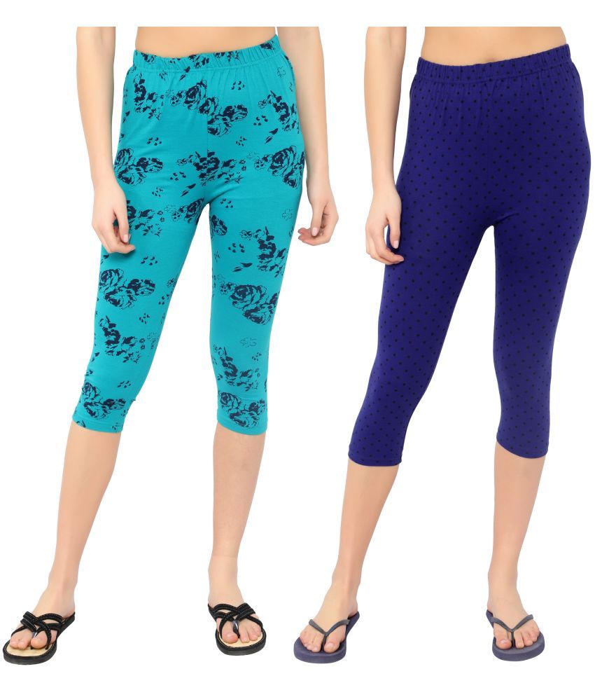     			Diaz Multi Cotton Lycra Printed Capri - Pack of 2