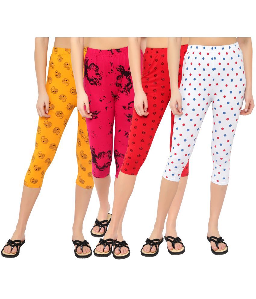     			Diaz Multi Cotton Lycra Printed Capri - Pack of 4