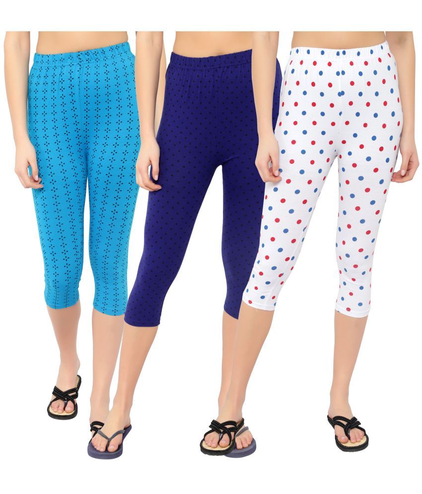     			Diaz Multi Cotton Lycra Printed Capri - Pack of 3