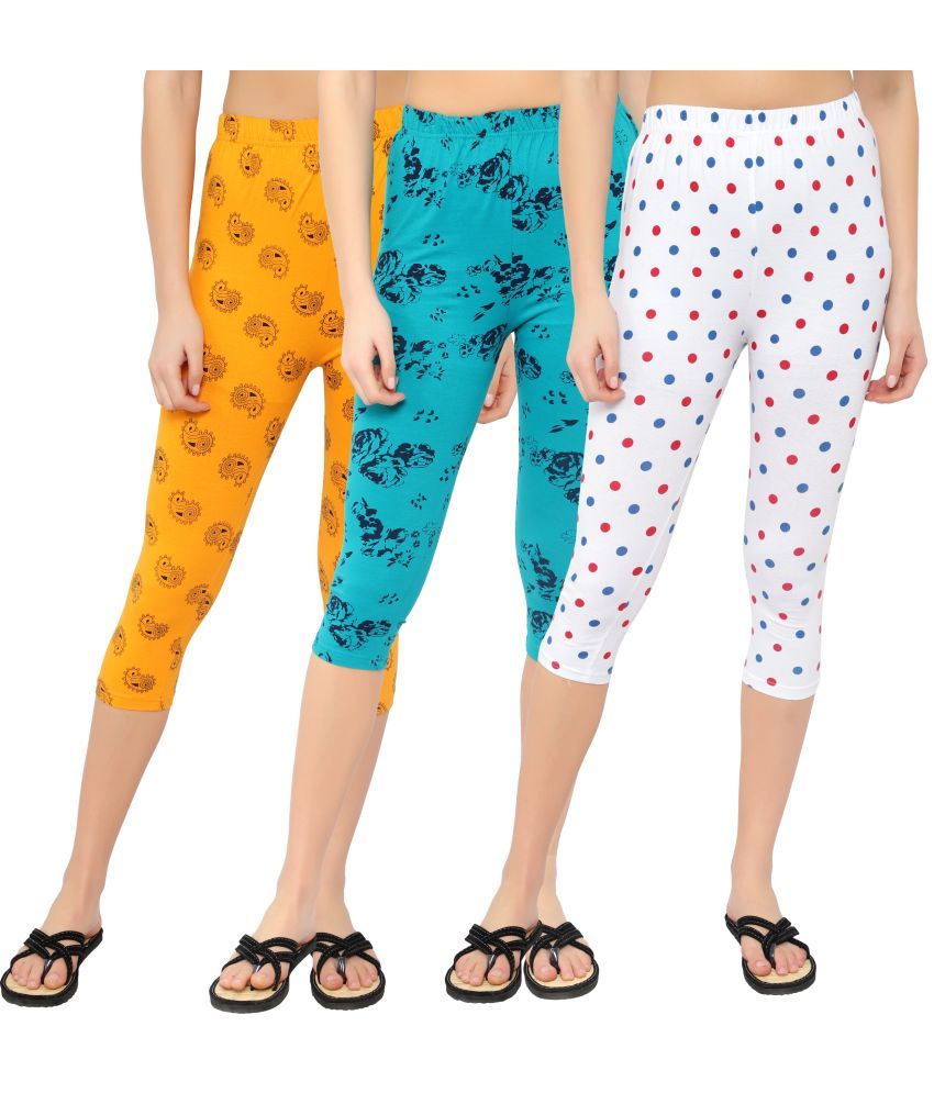     			Diaz Multi Cotton Lycra Printed Capri - Pack of 3