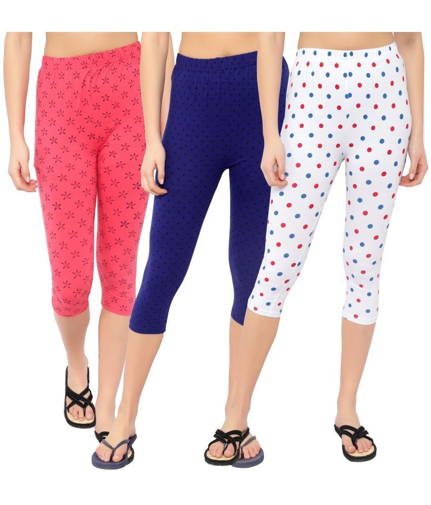     			Diaz Multi Cotton Lycra Printed Capri - Pack of 3