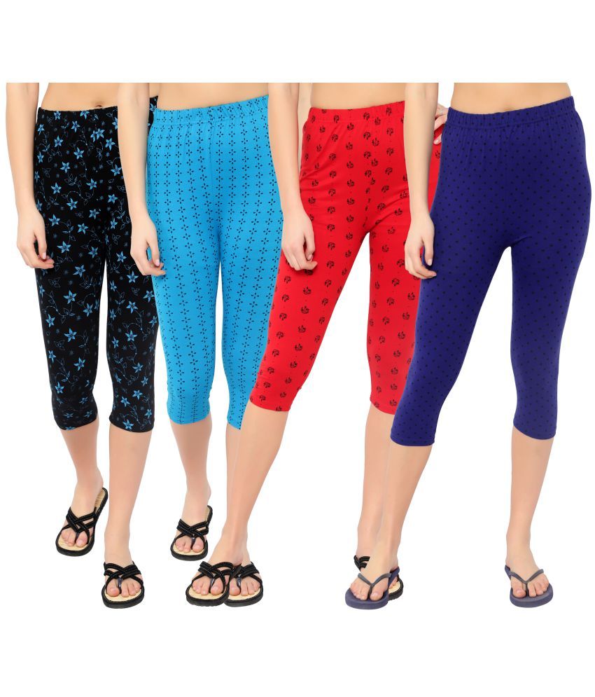     			Diaz Multi Cotton Lycra Printed Capri - Pack of 4