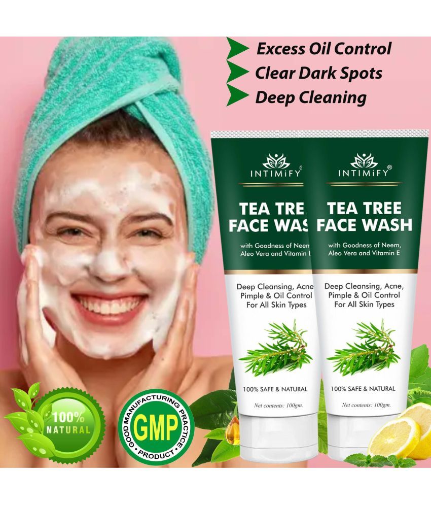     			Intimify Tea Tree Face Wash for Dark Spots, Excess Oil Control & Deep Cleaning Face Wash 100 mL Pack of 2