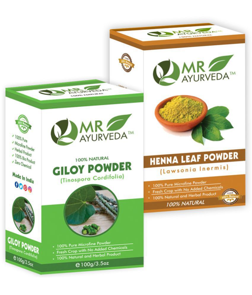     			MR Ayurveda Giloy Powder & Henna Powder Hair Scalp Treatment 200 g Pack of 2