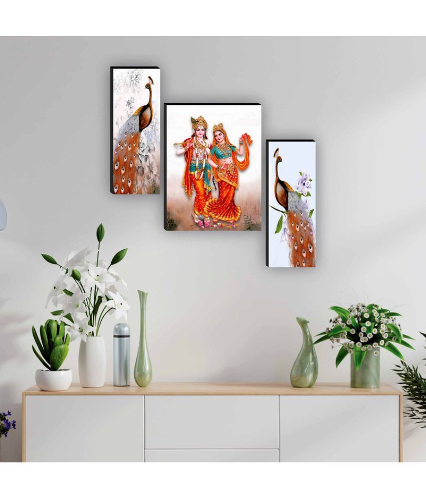     			Saf radha krishna with couple peacock modern art MDF Painting Without Frame