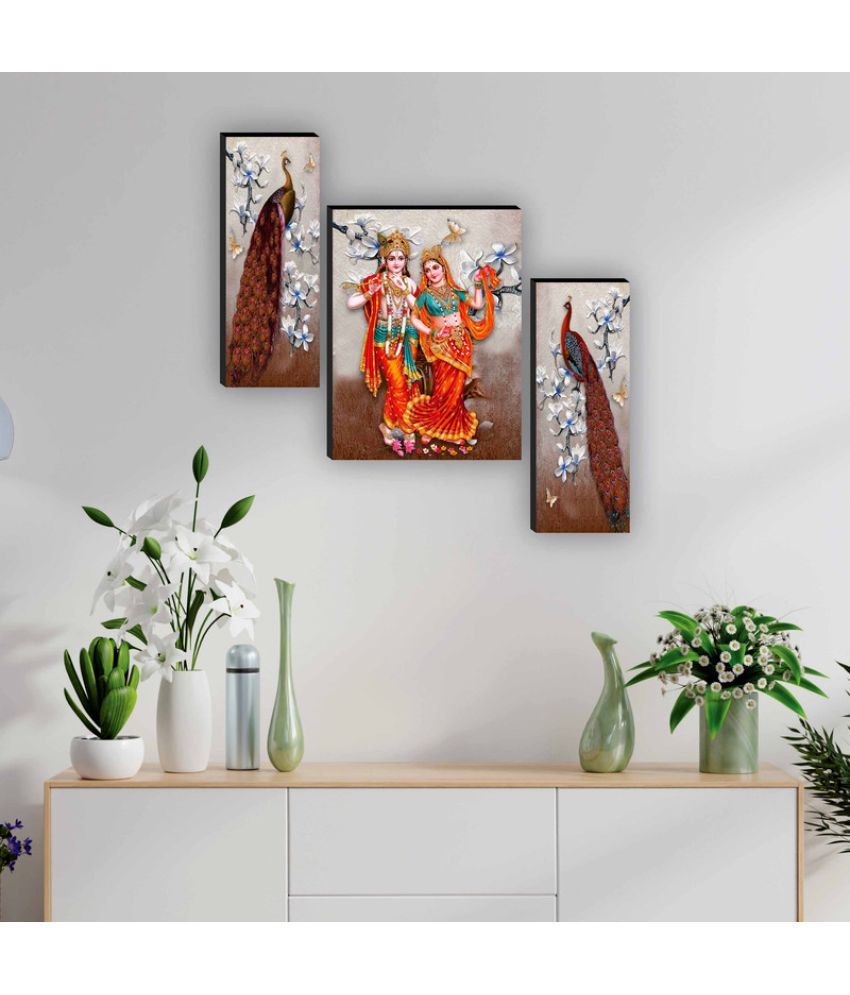     			Saf radha krishna with couple peacock modern art MDF Painting Without Frame