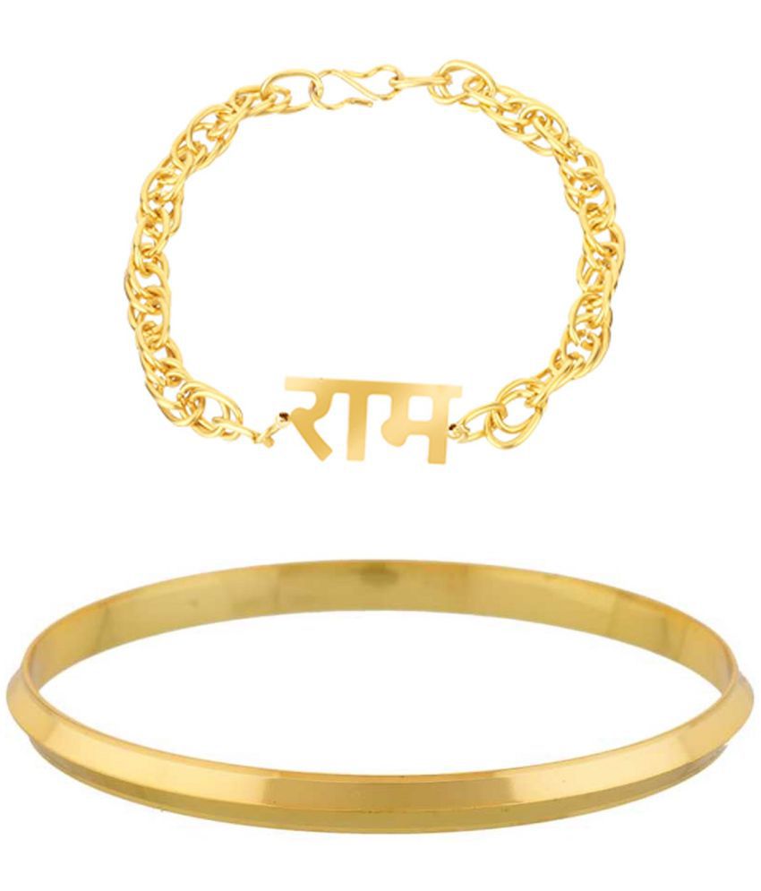 Sri Ram Ji Gold Plated Combo of Bracelet and Kada (Size: 2.12 Only ...