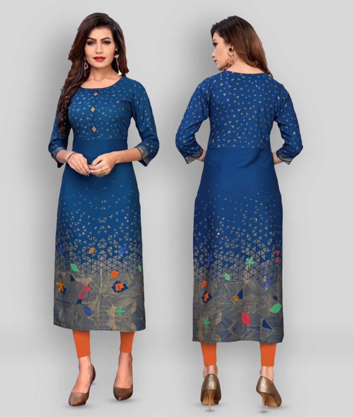     			Vbuyz - Blue Rayon Women's Straight Kurti ( Pack of 1 )