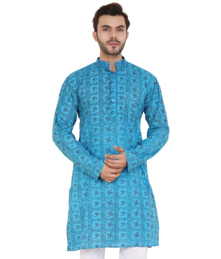     			Latest Chikan - Blue Cotton Men's Regular Kurta ( Pack of 1 )