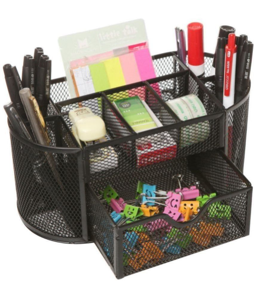 Metal Mesh Stationery Holder / Desk Organizer Stand with 8 Compartments and...