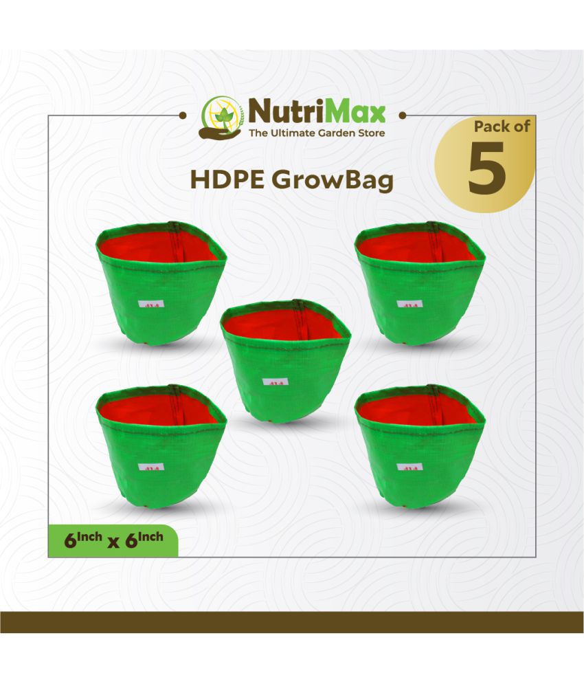     			Nutrimax 200 GSM HDPE Grow Bags 6 inch x 6 inch Pack of 5 Outdoor Plant Bag