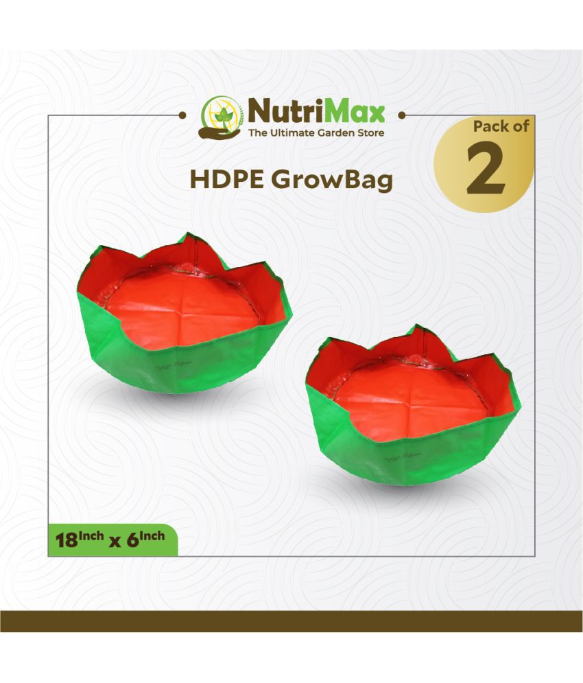     			Nutrimax 200 GSM HDPE Grow Bags 18 inch x 6 inch Pack of 2 Outdoor Plant Bag
