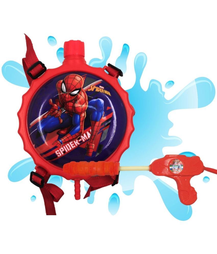     			DealBindaas Spider Man Holi Pichkariun Water Blaster With Back Holding Tank Water Capacity 1 Liters Spray Squirt Pistol Pump Water Play Toy